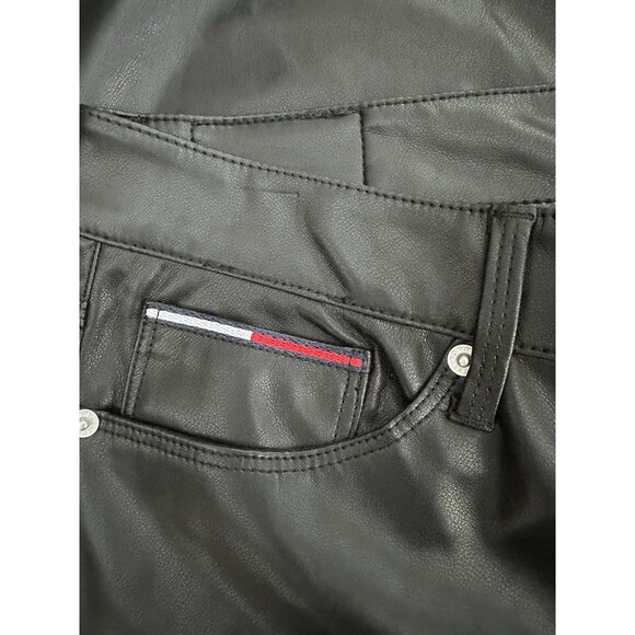 Tommy Jeans Women's Mid-Rise Faux-Leather Straight-Leg Pants Black Size 30 - Picture 3 of 9